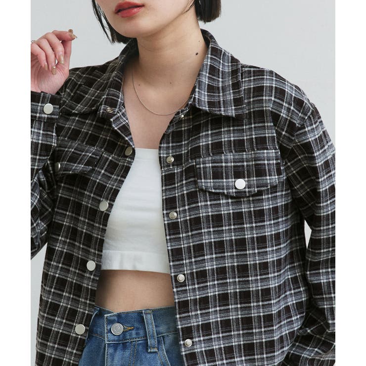 ショート丈チェックシャツ | ad thie | 詳細画像6 