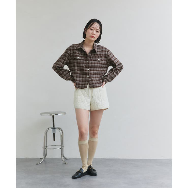 ショート丈チェックシャツ | ad thie | 詳細画像9 