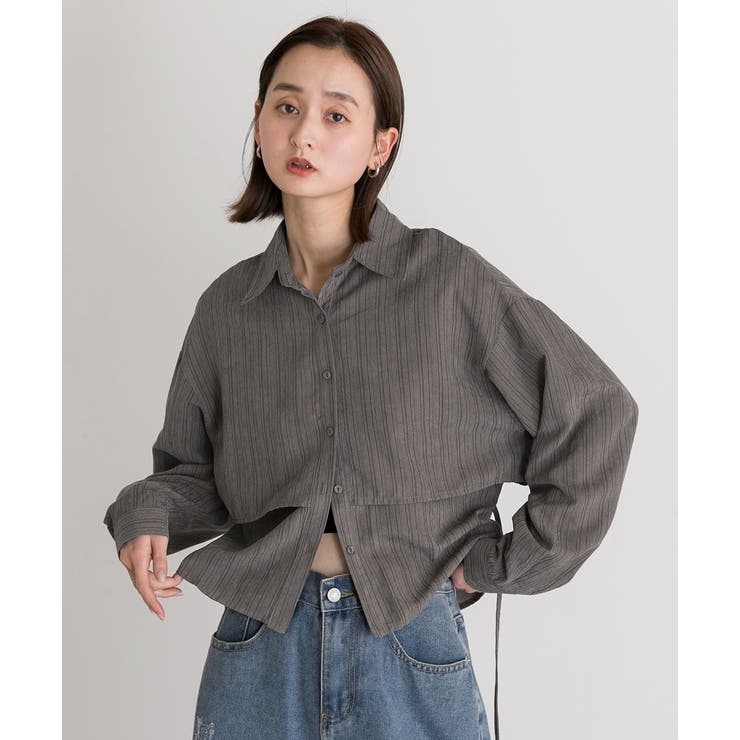 グレー | ストライプレイヤードシャツ | ad thie