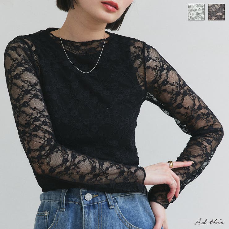 クルーネックレースカットソー | ad thie | 詳細画像1 