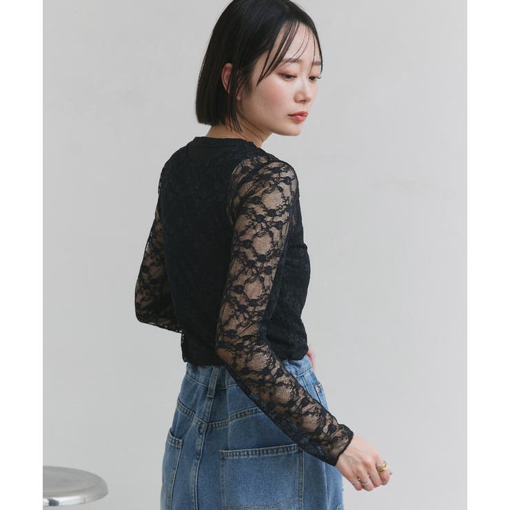 クルーネックレースカットソー | ad thie | 詳細画像15 