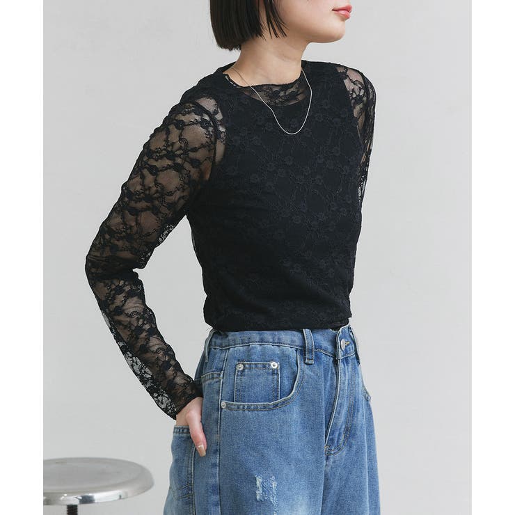 クルーネックレースカットソー | ad thie | 詳細画像17 