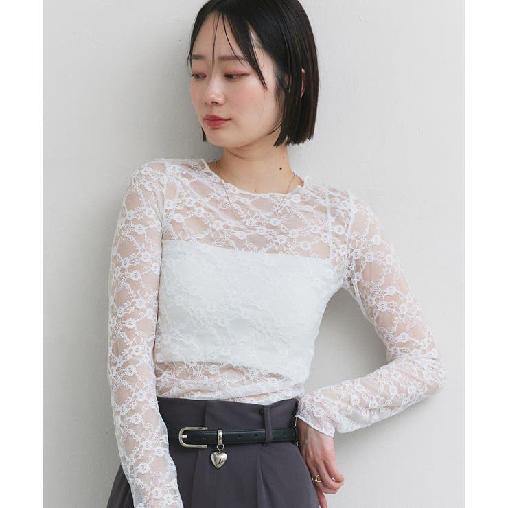 クルーネックレースカットソー | ad thie | 詳細画像3 