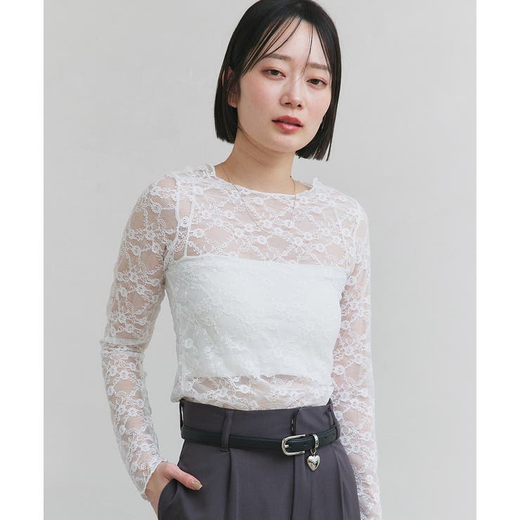 クルーネックレースカットソー | ad thie | 詳細画像7 