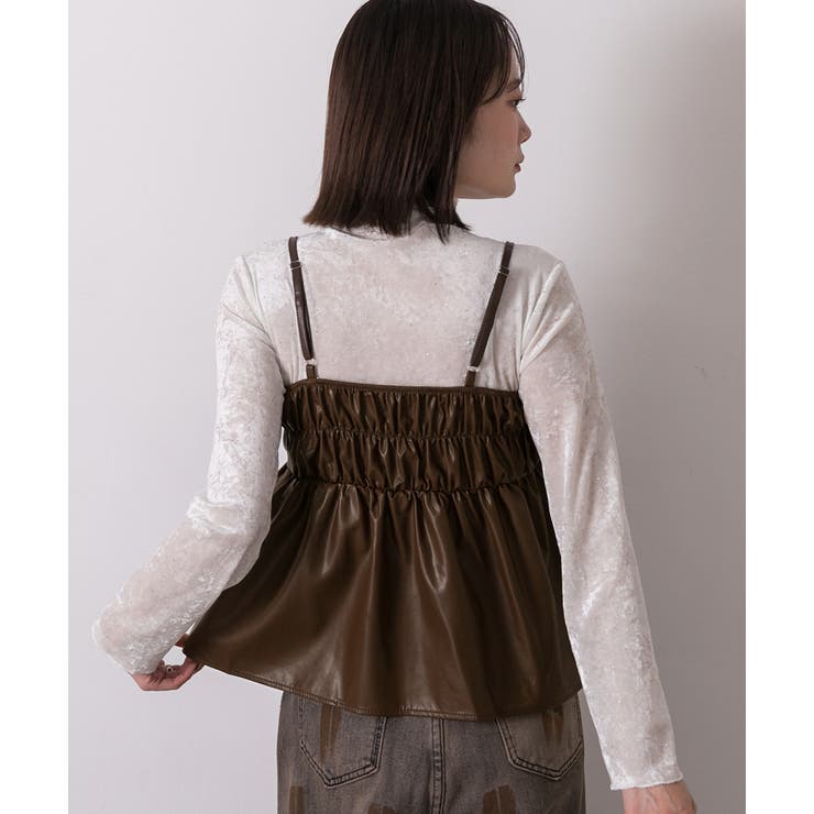 リボンデザイン ギャザーキャミソール | ad thie | 詳細画像16 