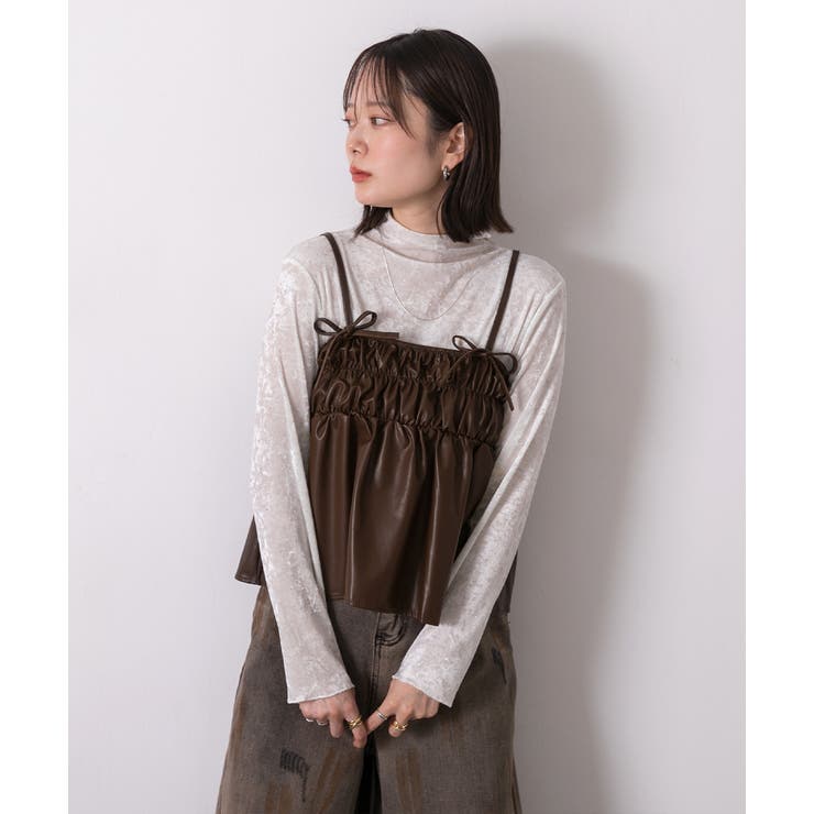 リボンデザイン ギャザーキャミソール | ad thie | 詳細画像17 