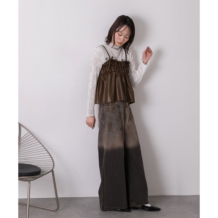 リボンデザイン ギャザーキャミソール | ad thie | 詳細画像19 