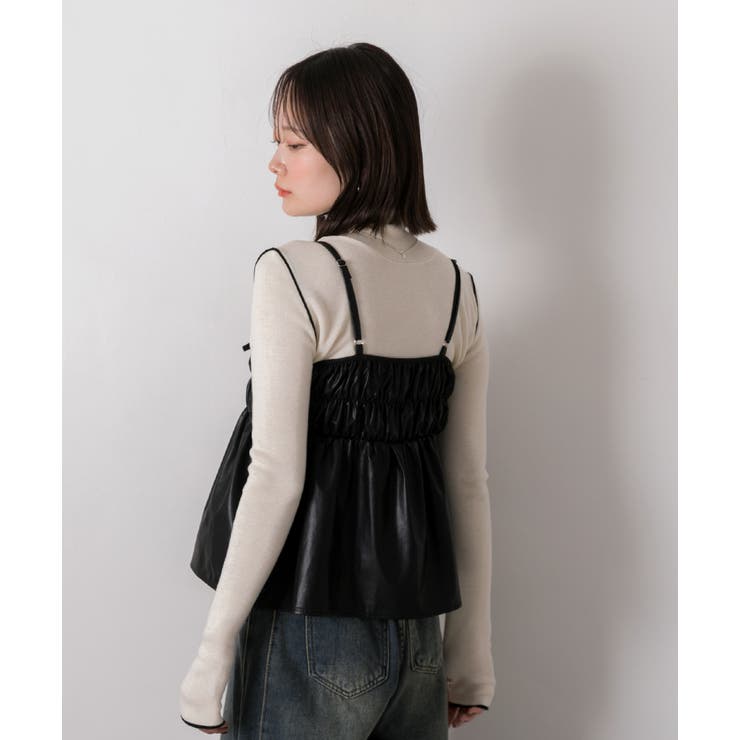 リボンデザイン ギャザーキャミソール | ad thie | 詳細画像9 