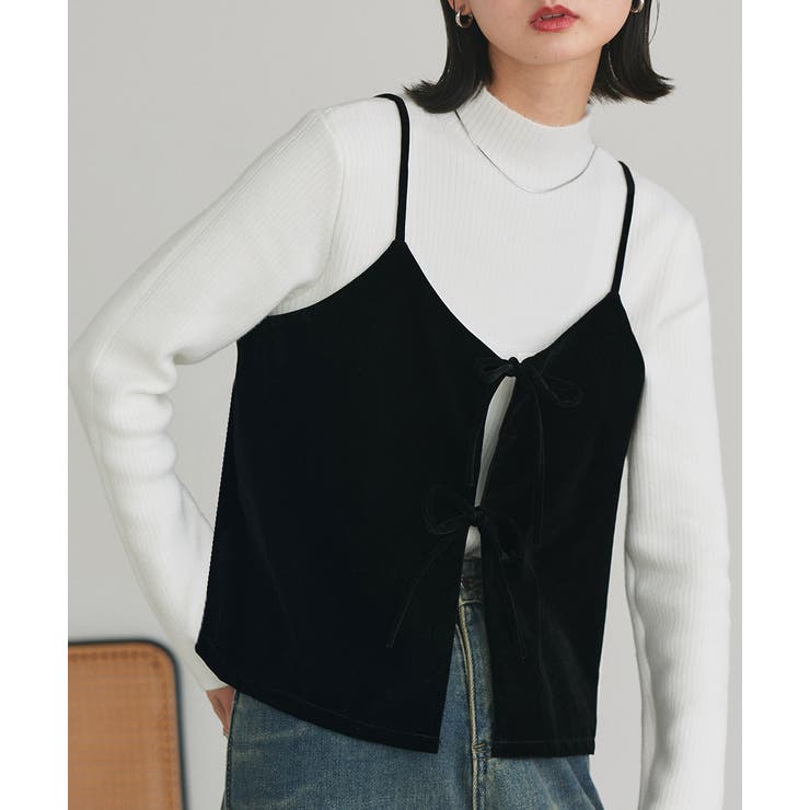 リボンデザイン ベロアキャミソール | ad thie | 詳細画像11 