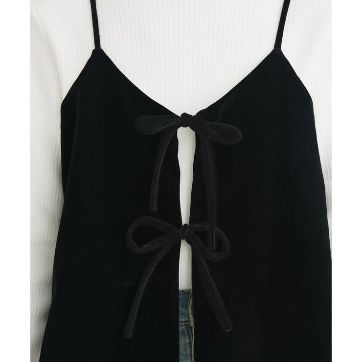 リボンデザイン ベロアキャミソール | ad thie | 詳細画像6 