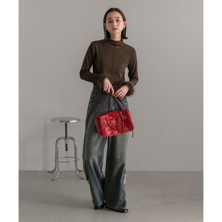 ファースリーブ ハイネックトップス | ad thie | 詳細画像2 