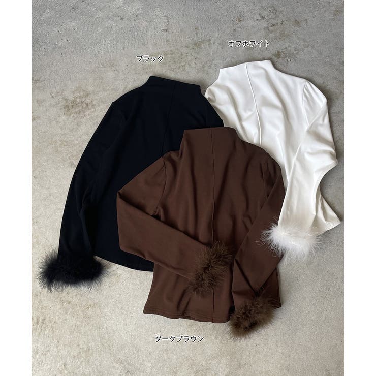 ファースリーブ ハイネックトップス | ad thie | 詳細画像24 