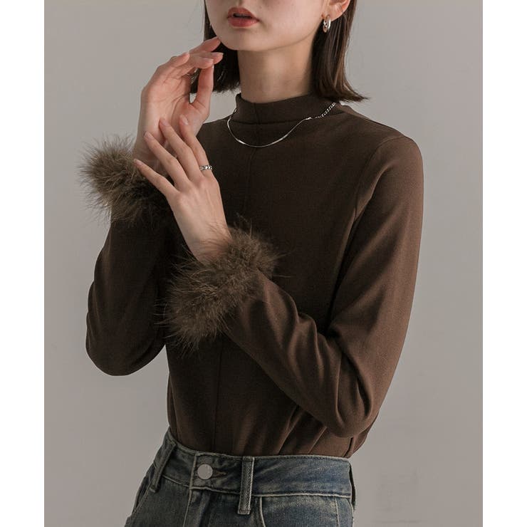 ファースリーブ ハイネックトップス | ad thie | 詳細画像5 