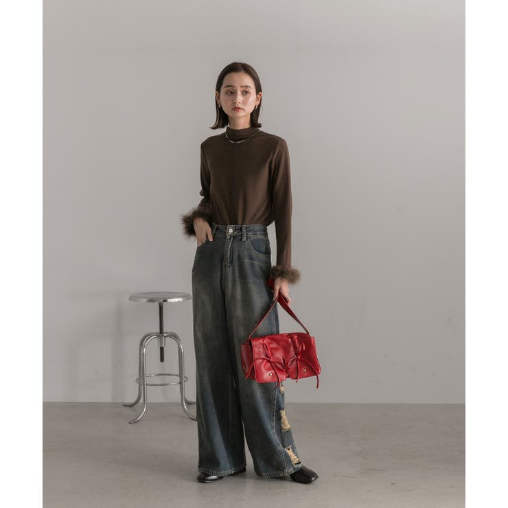 ファースリーブ ハイネックトップス | ad thie | 詳細画像7 