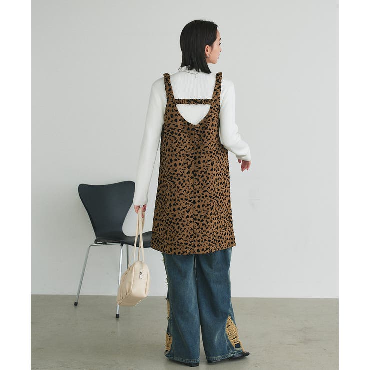レオパードリボンディティールミニワンピース(S IVORY): ONEPIECE