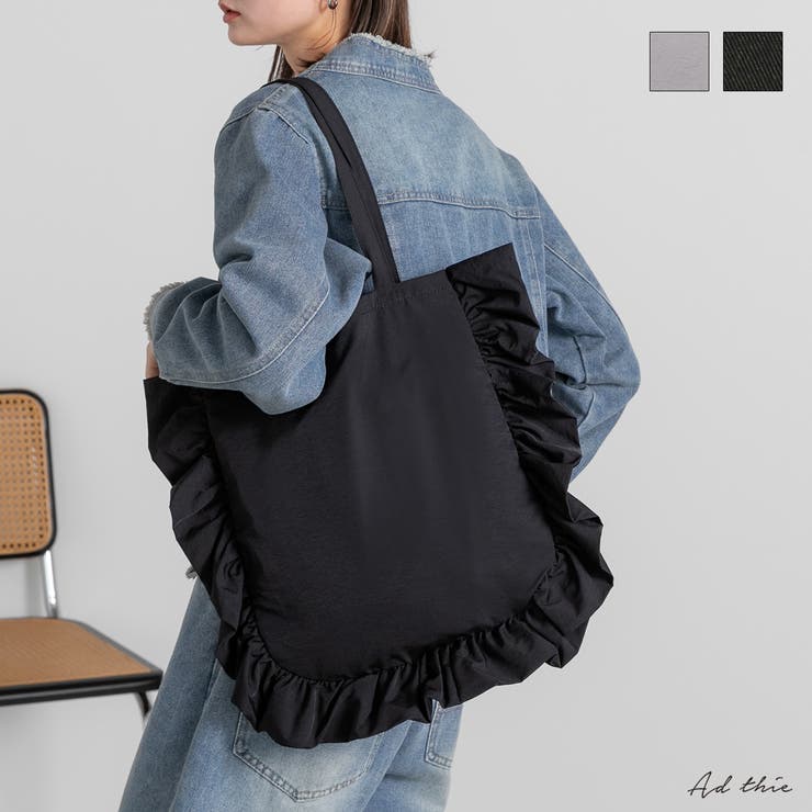 フレームフリルスクエアトートバッグ | ad thie | 詳細画像1 