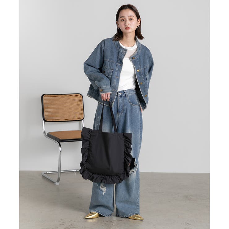 フレームフリルスクエアトートバッグ | ad thie | 詳細画像9 