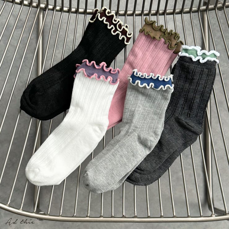 バイカラーメローフリルソックス | ad thie | 詳細画像1 