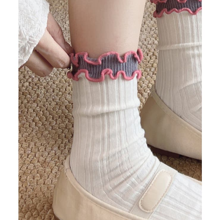 バイカラーメローフリルソックス | ad thie | 詳細画像13 