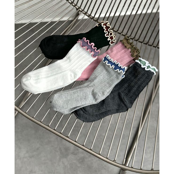 バイカラーメローフリルソックス | ad thie | 詳細画像20 