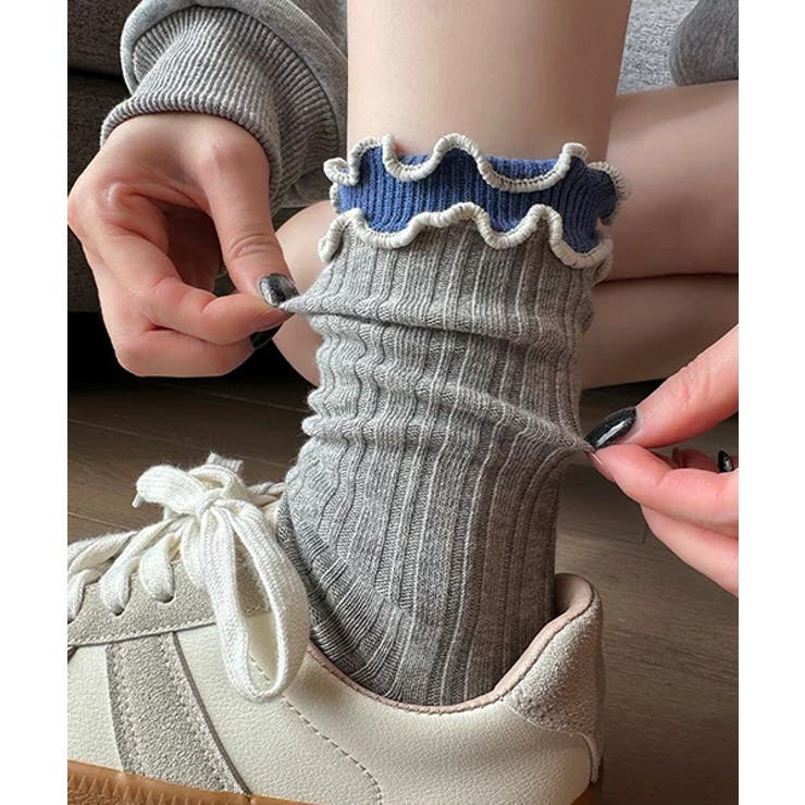 バイカラーメローフリルソックス | ad thie | 詳細画像3 