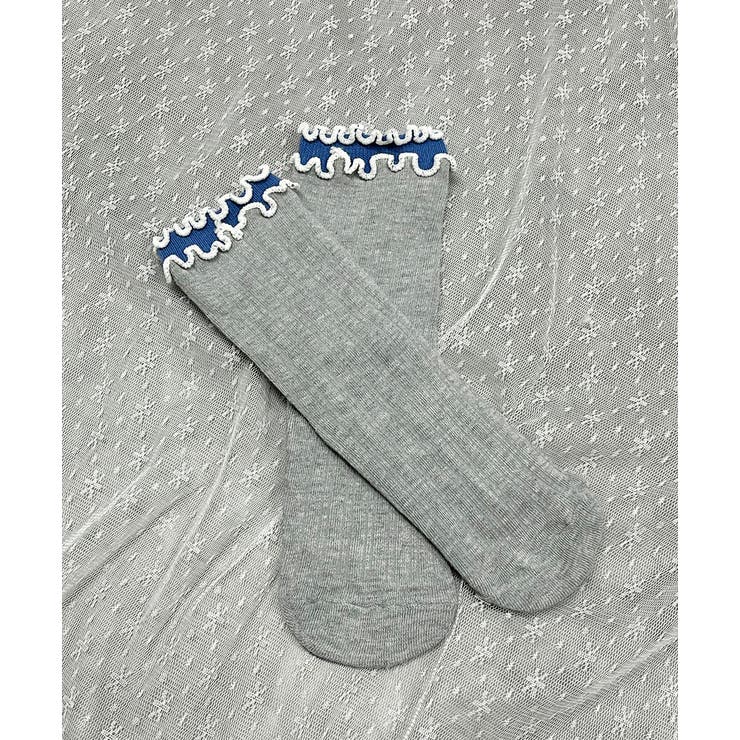 ライトグレー | バイカラーメローフリルソックス | ad thie