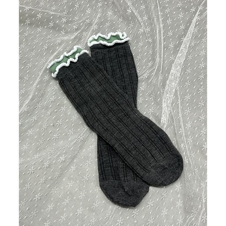 ダークグレー | バイカラーメローフリルソックス | ad thie