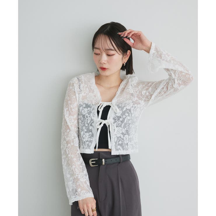 ショート丈リボンレースカーディガン | ad thie | 詳細画像12 