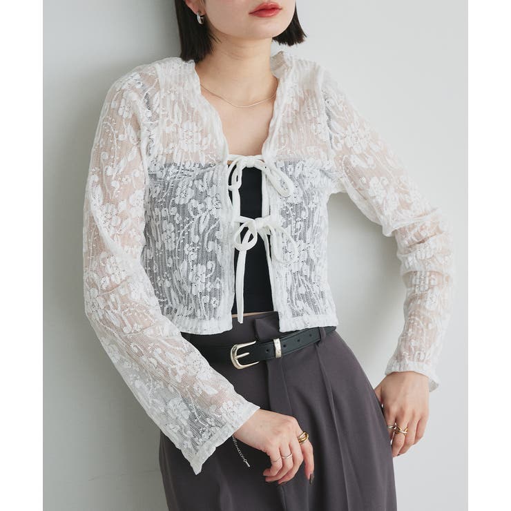 ショート丈リボンレースカーディガン | ad thie | 詳細画像13 