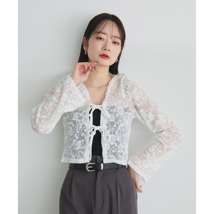 ショート丈リボンレースカーディガン | ad thie | 詳細画像14 