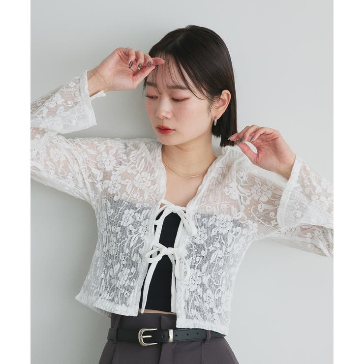 ショート丈リボンレースカーディガン | ad thie | 詳細画像16 