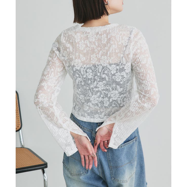 ショート丈リボンレースカーディガン | ad thie | 詳細画像6 