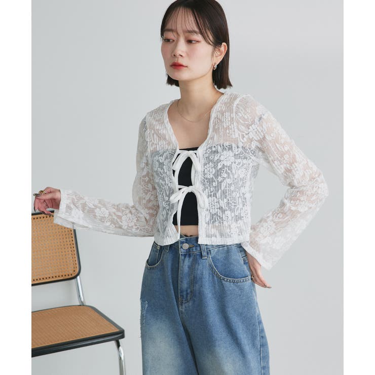 ショート丈リボンレースカーディガン | ad thie | 詳細画像7 