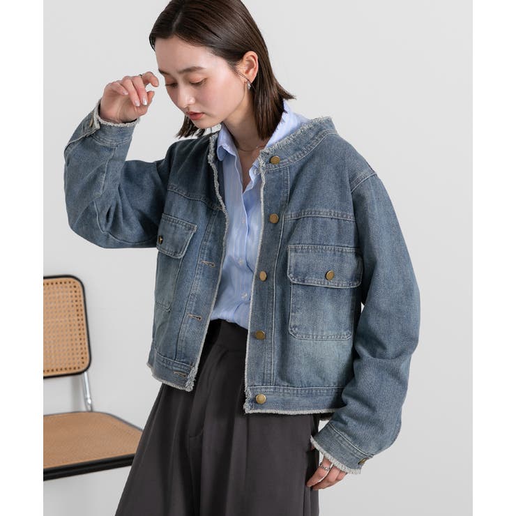 美品 ADORE アドーア デニムジャケット ノーカラー 38