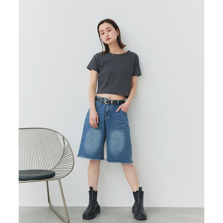 ヴィンテージライクハーフデニムパンツ | ad thie | 詳細画像15 