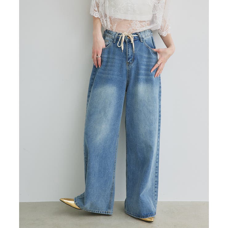 ウエストリボンワイドデニムパンツ | ad thie | 詳細画像19 