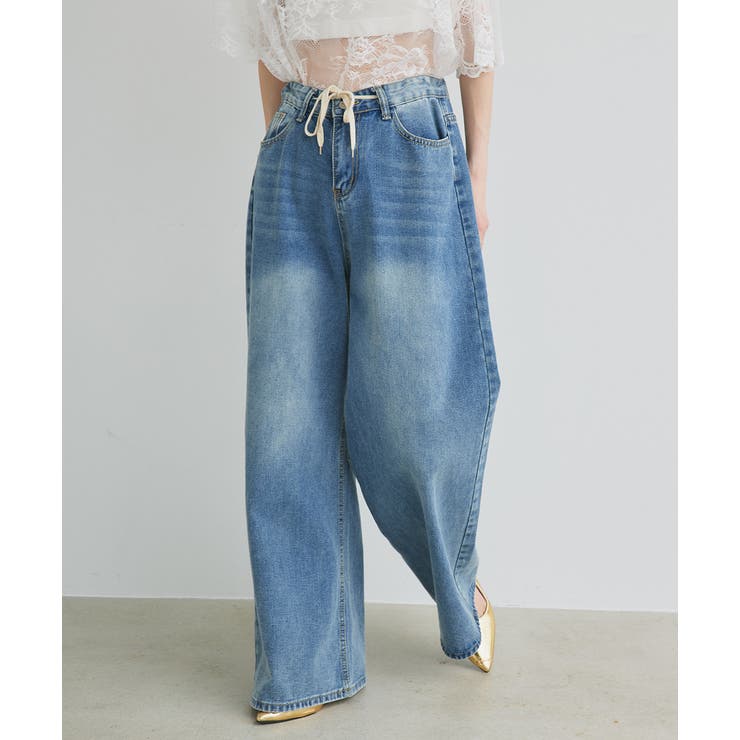 ウエストリボンワイドデニムパンツ | ad thie | 詳細画像23 