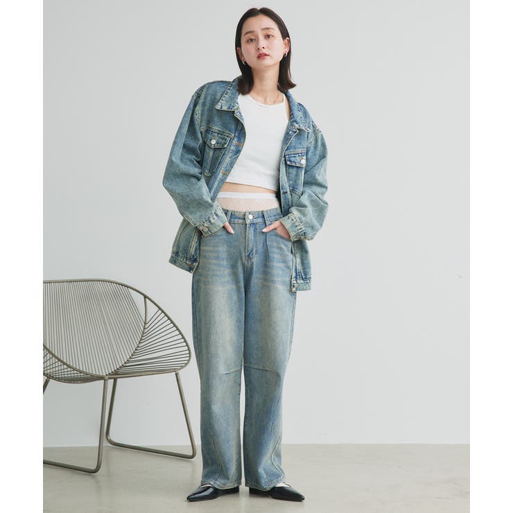 ルーズシルエットカーブデニムパンツ | ad thie | 詳細画像17 