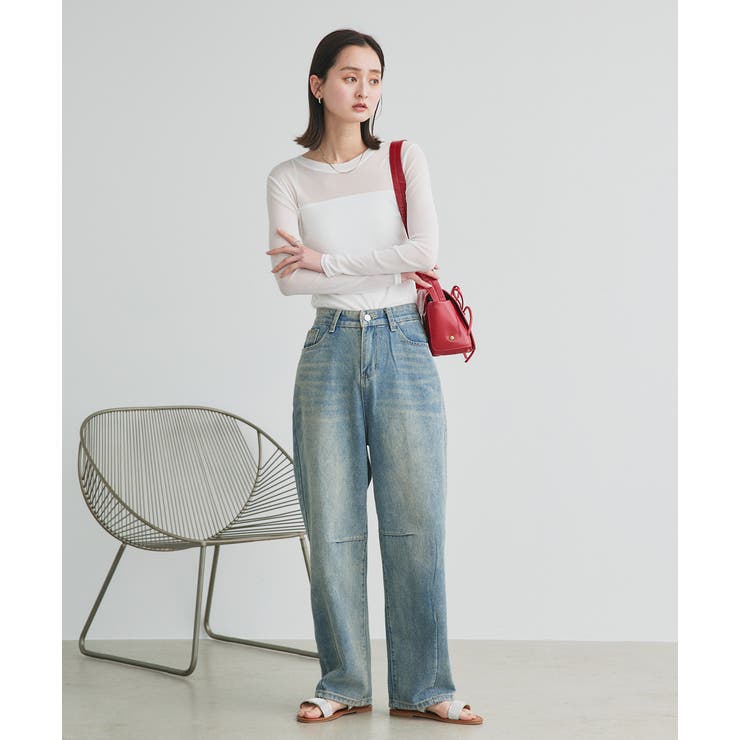 ルーズシルエットカーブデニムパンツ | ad thie | 詳細画像2 