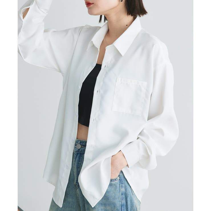 オフホワイト | ポケット付きベーシックビッグシャツ | ad thie