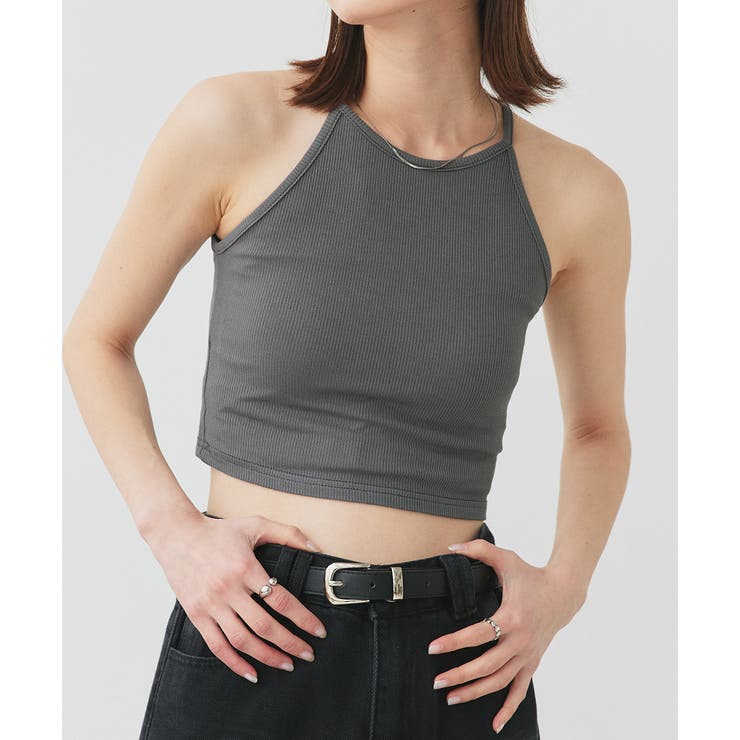 チャコール | アメスリショート丈タンクトップ | ad thie