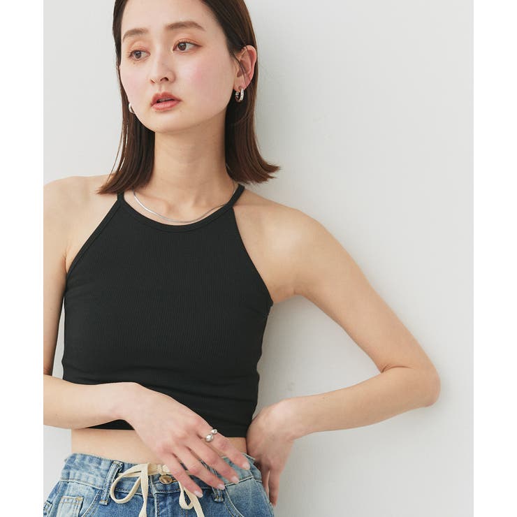 ブラック | アメスリショート丈タンクトップ | ad thie