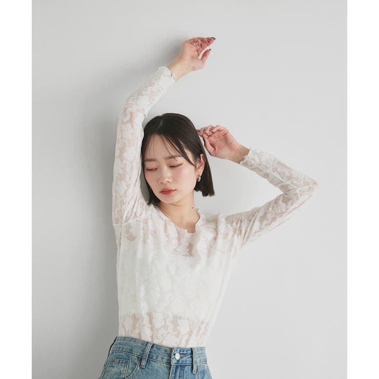 刺繍レースカットソー[品番：ADEW0004818]｜ad thie（アドティエ