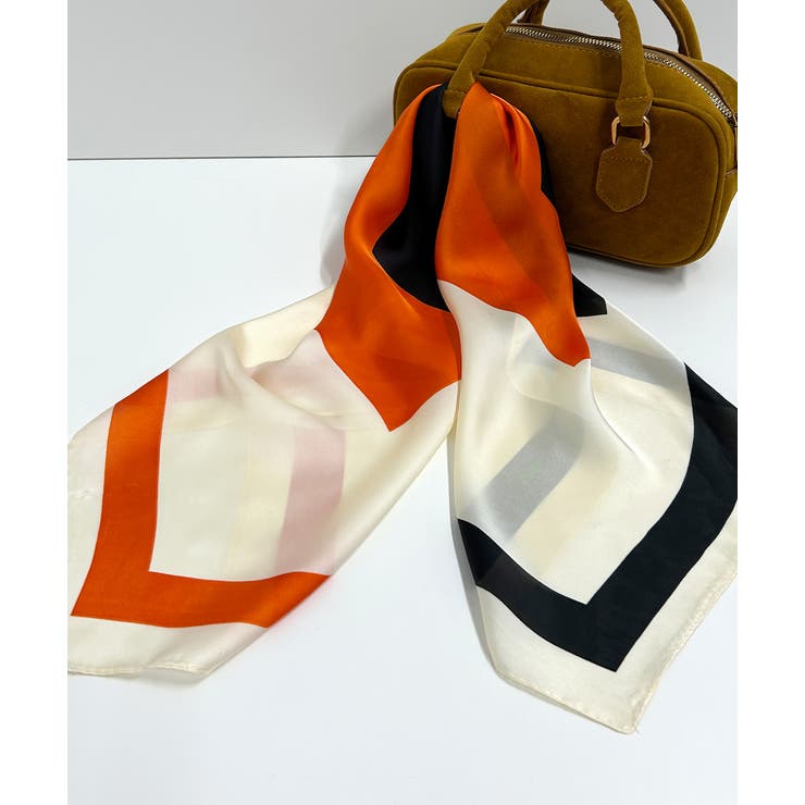 オレンジ | カラーブロッキングスカーフ | ad thie