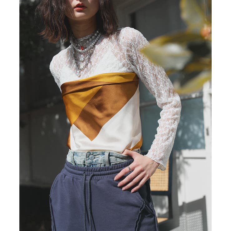 ブラウン | カラーブロッキングスカーフ | ad thie