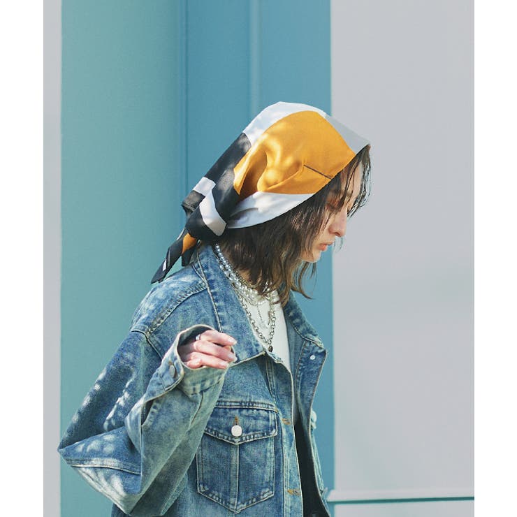 マスタード | カラーブロッキングスカーフ | ad thie