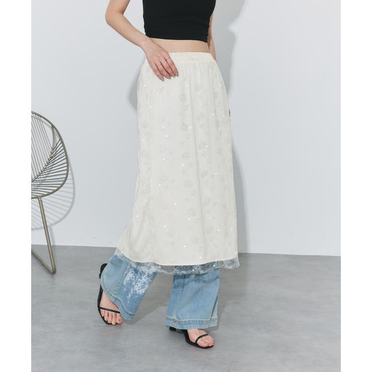 スパンコールレーススカート | ad thie | 詳細画像8 