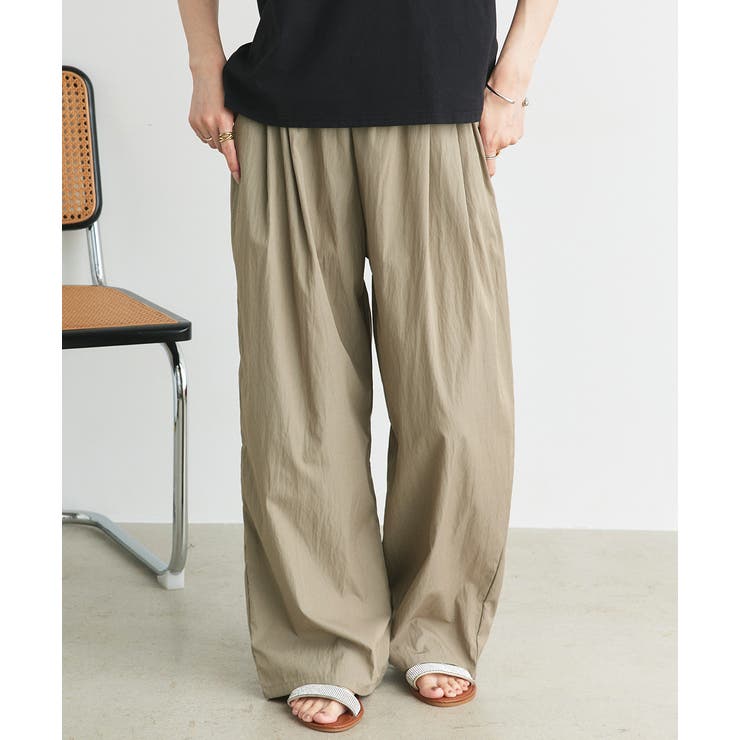 カーキベージュ | ワッシャーリラックスイージーパンツ | ad thie