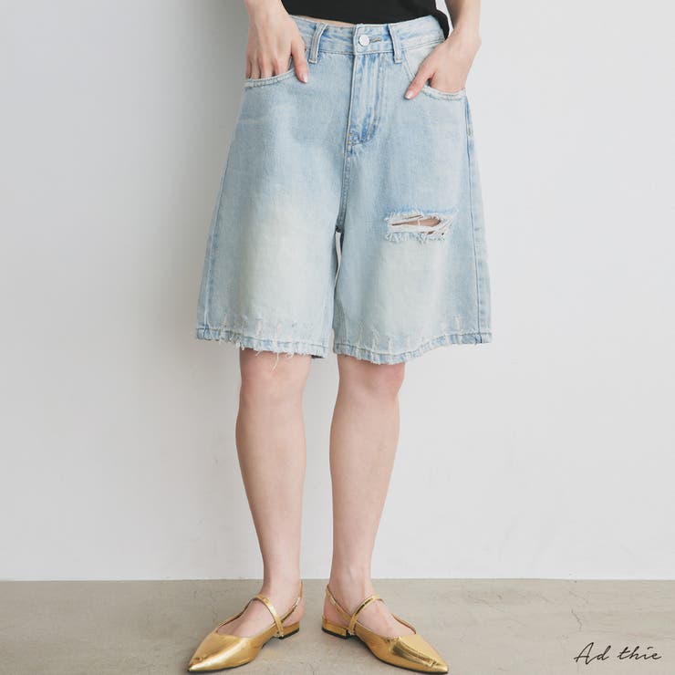 ヴィンテージライクハーフデニム | ad thie | 詳細画像1 