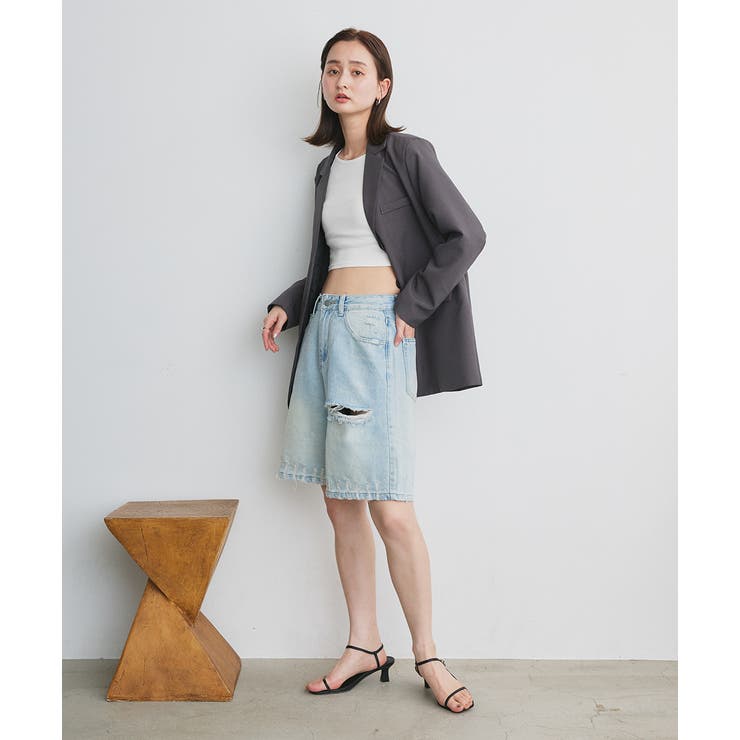 ヴィンテージライクハーフデニム | ad thie | 詳細画像4 